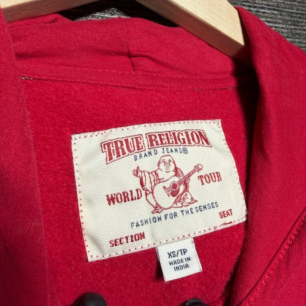 True Religion Pullover Hoodie Men XS Gray Colorblock LS PNL Pulover Hood Graphic